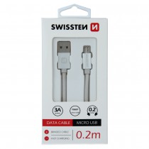 DATA CABLE SWISSTEN TEXTILE USB / MICRO USB 0.2 M SILVER