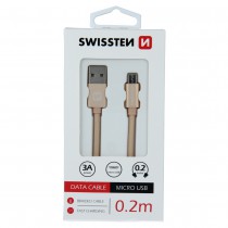 DATA CABLE SWISSTEN TEXTILE USB / MICRO USB 0.2 M GOLD