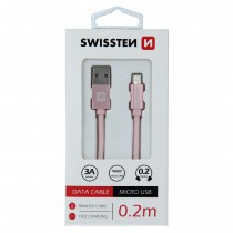 DATA CABLE SWISSTEN TEXTILE USB / MICRO USB 0.2 M ROSE/GOLD