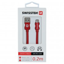 DATA CABLE SWISSTEN TEXTILE USB / MICRO USB 0.2 M RED