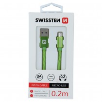 DATA CABLE SWISSTEN TEXTILE USB / MICRO USB 0.2 M GREEN