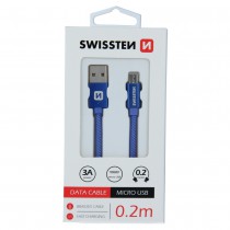 DATA CABLE SWISSTEN TEXTILE USB / MICRO USB 0.2 M BLUE