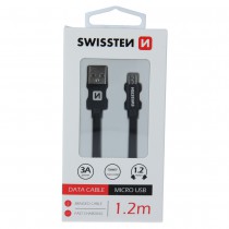 DATA CABLE SWISSTEN TEXTILE USB / MICRO USB 1.2 M BLACK