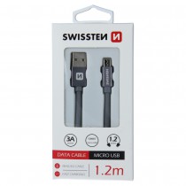 DATA CABLE SWISSTEN TEXTILE USB / MICRO USB 1.2 M GREY