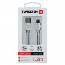 DATA CABLE SWISSTEN TEXTILE USB / MICRO USB 1.2 M SILVER