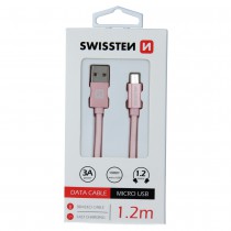 DATA CABLE SWISSTEN TEXTILE USB / MICRO USB 1.2 M ROSE/GOLD