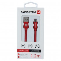 DATA CABLE SWISSTEN TEXTILE USB / MICRO USB 1.2 M RED