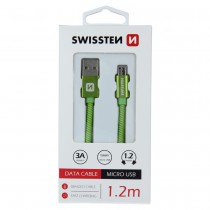 DATA CABLE SWISSTEN TEXTILE USB / MICRO USB 1.2 M GREEN