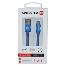 DATA CABLE SWISSTEN TEXTILE USB / MICRO USB 1.2 M BLUE