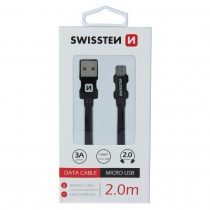 DATA CABLE SWISSTEN TEXTILE USB / MICRO USB 2.0 M BLACK