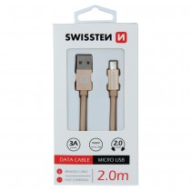 DATA CABLE SWISSTEN TEXTILE USB / MICRO USB 2.0 M GOLD
