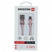 DATA CABLE SWISSTEN TEXTILE USB / MICRO USB 2.0 M ROSE/GOLD
