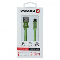 DATA CABLE SWISSTEN TEXTILE USB / MICRO USB 2.0 M GREEN