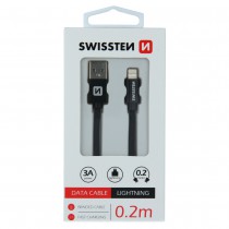 DATA CABLE SWISSTEN TEXTILE USB / LIGHTNING 0.2 M BLACK