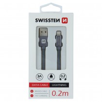DATA CABLE SWISSTEN TEXTILE USB / LIGHTNING 0.2 M GREY