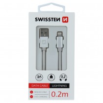DATA CABLE SWISSTEN TEXTILE USB / LIGHTNING 0.2 M SILVER