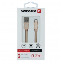 DATA CABLE SWISSTEN TEXTILE USB / LIGHTNING 0.2 M GOLD