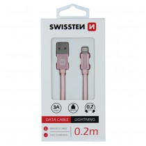 DATA CABLE SWISSTEN TEXTILE USB / LIGHTNING 0.2 M ROSE/GOLD