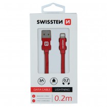 DATA CABLE SWISSTEN TEXTILE USB / LIGHTNING 0.2 M RED