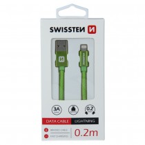DATA CABLE SWISSTEN TEXTILE USB / LIGHTNING 0.2 M GREEN