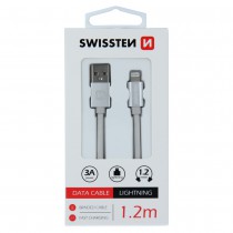 DATA CABLE SWISSTEN TEXTILE USB / LIGHTNING 1.2 M SILVER