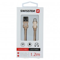 DATA CABLE SWISSTEN TEXTILE USB / LIGHTNING 1.2 M GOLD