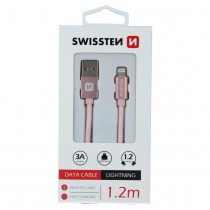 DATA CABLE SWISSTEN TEXTILE USB / LIGHTNING 1.2 M ROSE/GOLD