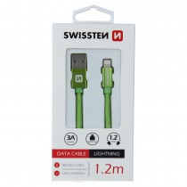 DATA CABLE SWISSTEN TEXTILE USB / LIGHTNING 1.2 M GREEN