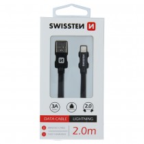 DATA CABLE SWISSTEN TEXTILE USB / LIGHTNING 2.0 M BLACK