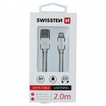 DATA CABLE SWISSTEN TEXTILE USB / LIGHTNING 2.0 M SILVER