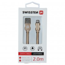 DATA CABLE SWISSTEN TEXTILE USB / LIGHTNING 2.0 M GOLD