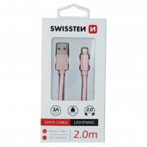 DATA CABLE SWISSTEN TEXTILE USB / LIGHTNING 2.0 M ROSE/GOLD