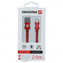 DATA CABLE SWISSTEN TEXTILE USB / LIGHTNING 2.0 M RED