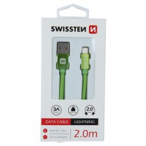 DATA CABLE SWISSTEN TEXTILE USB / LIGHTNING 2.0 M GREEN