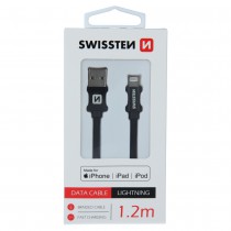 DATA CABLE SWISSTEN TEXTILE USB / LIGHTNING MFi 1.2 M BLACK