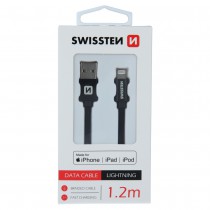 DATA CABLE SWISSTEN TEXTILE USB / LIGHTNING MFi 1.2 M BLACK