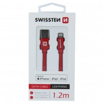 DATA CABLE SWISSTEN TEXTILE USB / LIGHTNING MFi 1.2 M RED