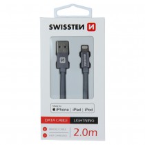 DATA CABLE SWISSTEN TEXTILE USB / LIGHTNING MFi 2.0 M GREY