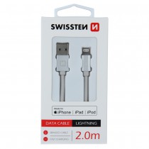 DATA CABLE SWISSTEN TEXTILE USB / LIGHTNING MFi 2.0 M SILVER