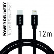 Swissten Textile Data Cable USB-C / Lightning 1.2 M - Black