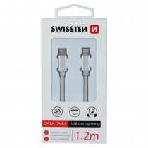 DATA CABLE SWISSTEN TEXTILE USB-C / LIGHTNING 1.2 M SILVER