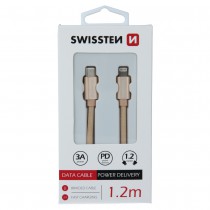 DATA CABLE SWISSTEN TEXTILE USB-C / LIGHTNING 1.2 M GOLD