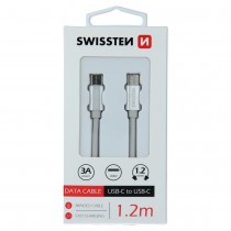 DATA CABLE SWISSTEN TEXTILE USB-C / USB-C 1.2 M SILVER