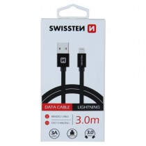 DATA CABLE SWISSTEN TEXTILE USB / LIGHTNING 3.0 M BLACK