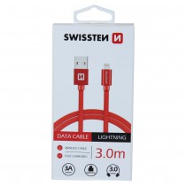 DATA CABLE SWISSTEN TEXTILE USB / LIGHTNING 3.0 M RED