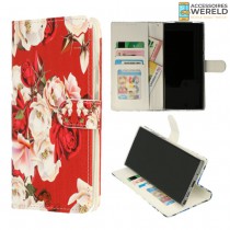 Bookcase Bloemen Rood - Oppo A5 2020 / A9 2020 - Portemonnee hoesje