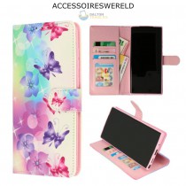 Bookcase Samsung A71 - Portemonnee hoesje - Bloemen en vlinders