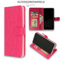 iPhone 12 Mini Hoesje Book Case Hoes - iPhone 12 Mini Case Hoesje Portemonnee Cover - iPhone 12 Mini Hoes Wallet Case Hoesje - Roze