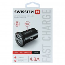 SWISSTEN CAR CHARGER WITH 2x USB 4,8A METAL BLACK